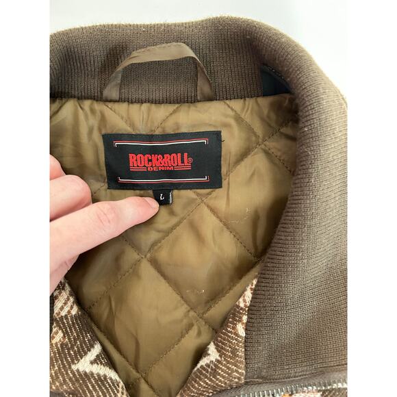 ROCK&ROLL Cotton Aztec Bomber Coat Men's Size Large Chore Coat Western - Picture 7 of 9